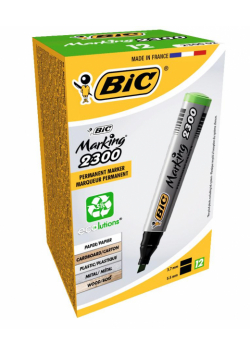 Marker zielony ścięta końcówka (12szt) BIC