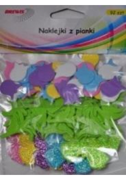 Naklejki z pianki kwiaty z brokatem 92szt