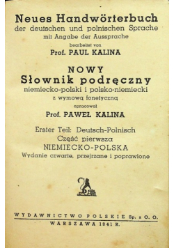 Nowy słownik podręczny niemiecko - polski i polski - niemiecki 1941 r.