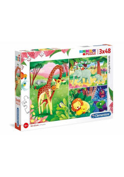Puzzle 3x48 Super kolor Jungle friends