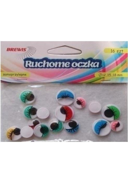 Ruchome oczka z kolorowymi rzęsami 16szt