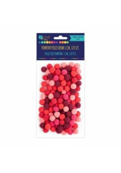 Pompony poliestrowe czerwone 1cm różowy 120szt