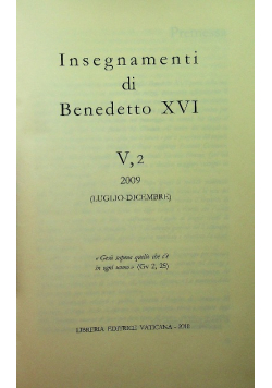Insegnamenti di Benedetto XVI  Tom V Część 2