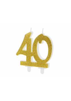 Świeczka urodzinowa 40 złota 7.5cm