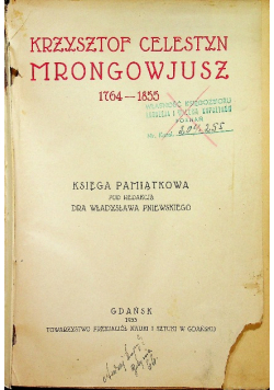 Krzysztof Celestyn Mrongowjusz Księga pamiątkowa