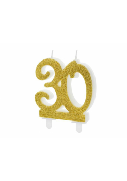 Świeczka urodzinowa 30 złota 7.5cm