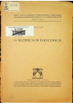 O matrycach logicznych 1949 r.