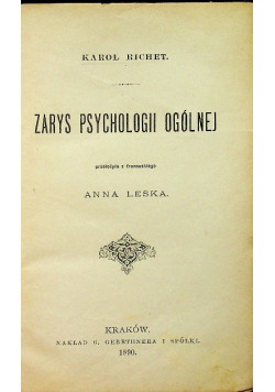 Zarys psychologii ogólnej 1890 r.