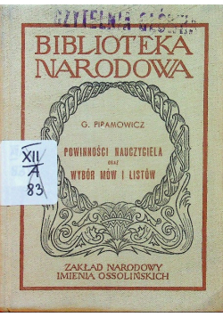 Powinności nauczyciela oraz wybór mów i listów