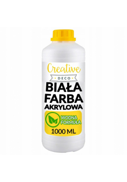Farba akrylowa biała do malowania butelka 1L