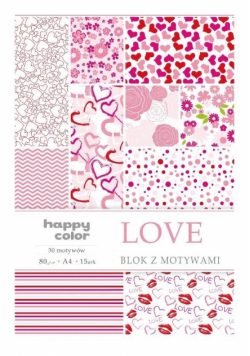Blok A4/15 z motywami Love 80g HAPPY COLOR