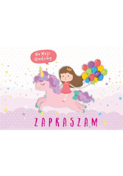 Zaproszenie ZZ-067 Jednorożec dziewczynka (5 szt.)
