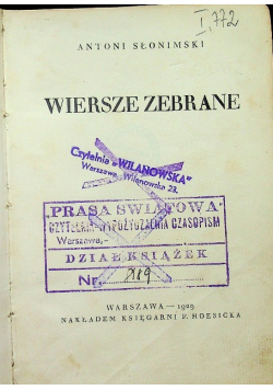 Słonimski Wiersze zebrane 1929 r.