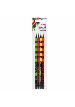 Ołówek z gumką okrągły HB Jamajka 4szt