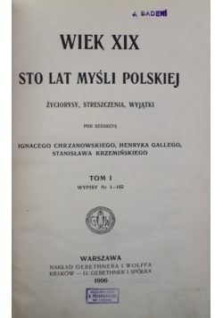 Wiek XIX Sto lat myśli Polskiej Tom I Nr   142 1906 r .