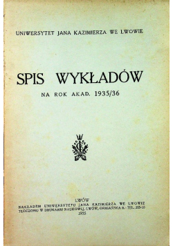 Spis wykładów 1935 r.