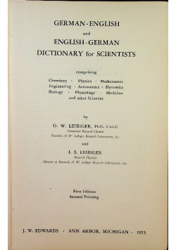 German - English and English - German Dictionary for Scientists