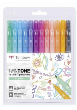 Markery dwustronne TwinTone pastelowe 12 kolorów