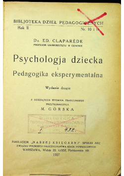 Psychologia dziecka i pedagogika eksperymentalna z 1927 r.