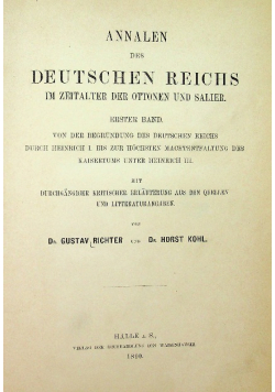 Annalen des deutschen reichs im Zeitalter der ottonen und sailer 1890 r.