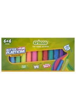 Plastelina fluo + brokat 12 kolorów CRICCO