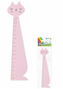Linijka drewniana 15cm kot różowy FIORELLO