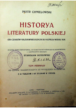 Historya Literatury Polskiej Tom I 1915 r