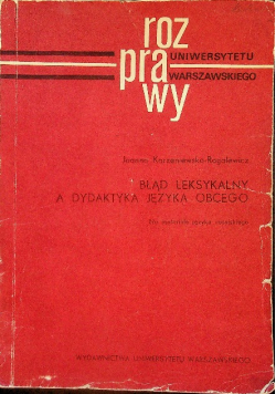 Błąd leksykalny a dydaktyka języka obcego