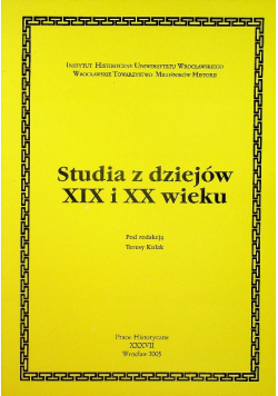Studia z dziejów XIX i XX wieku