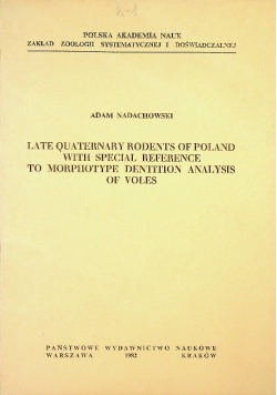 Late quaternary rodents of Poland with special reference