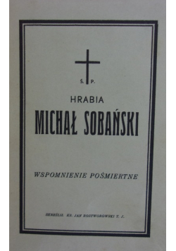 Hrabia Michał Sobański wspomnienie pośmiertne 1950 r.