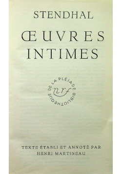 Oeuvres intimes stendhal