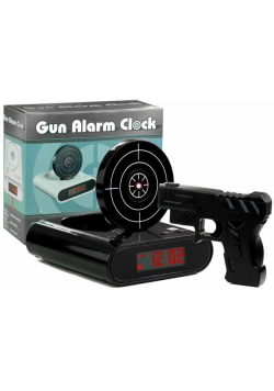 Pistolet laserowy z tarczą budzik czarny
