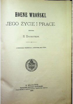 Hoene Wroński Jego życie i prace 1896 r.