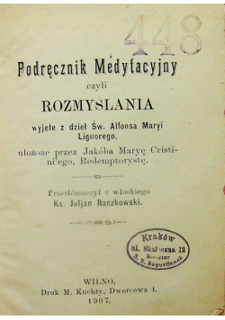 Podręcznik Medytacyjny czyli rozmyślania 1907 r
