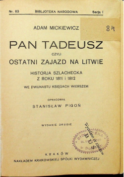 Pan Tadeusz czyli ostatni zajazd na Litwie 1929r