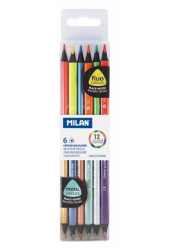 Kredki Bicolor fluo/metalizowane 12 kolorów MILAN