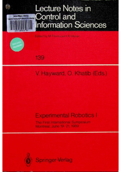 Lecture Notesn in Control and Information Sciences Experimental Robotics I