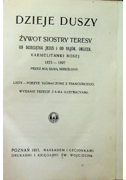 Dzieje duszy żywot siostry Teresy 1917 r.