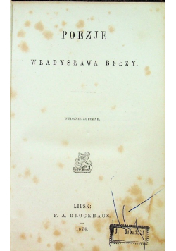 Poezje Władysława Bełzy 1874r