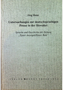 Untersuchungen zur deutschsprachigen Presse in der Slowakei