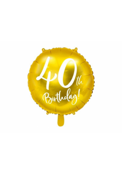 Balon foliowy 40th Birthday 45cm złoty
