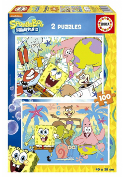 Puzzle 2x100 SpongeBob Kanciastoporty G3