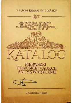 Katalog pierwszej gdańskiej aukcji antykwarycznej