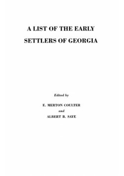 List of the Early Settlers of Georgia