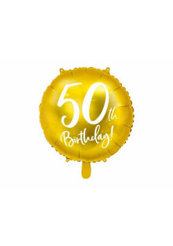 Balon foliowy 50th Birthday 45cm złoty