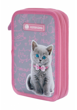 Piórnik Astrabag podwójny bez wyposażenia Pinky Kitty AC2