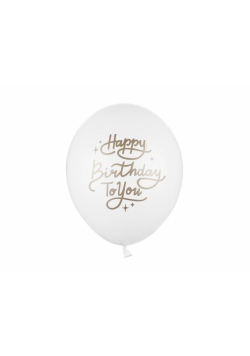 Balony Happy Birthday Pure White 30cm 50szt