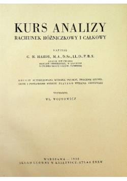 Kurs analizy rachunek różniczkowy i całkowy 1930 r.