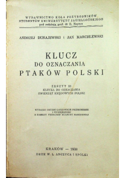 Klucz do oznaczania ptaków polskich1938 r.